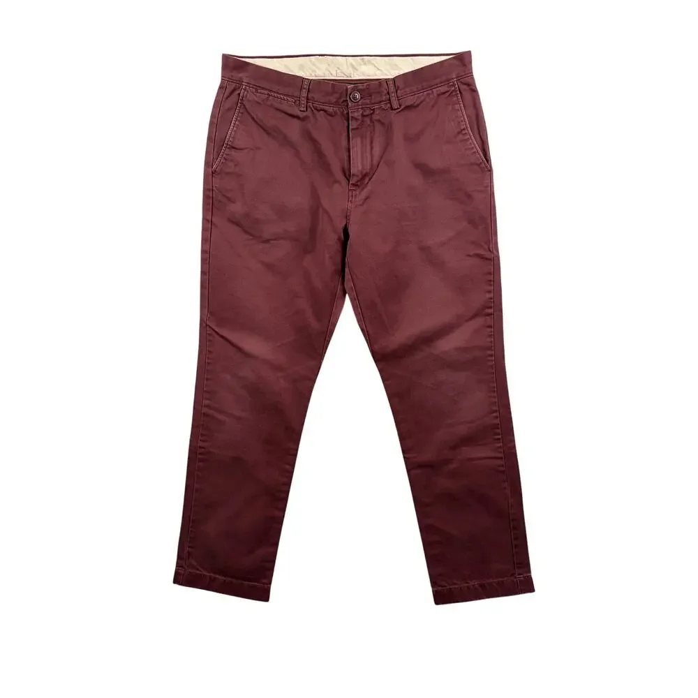 J.Crew Men's Broken-In Urban Slim Burgundy Chinos –  Size 33x30